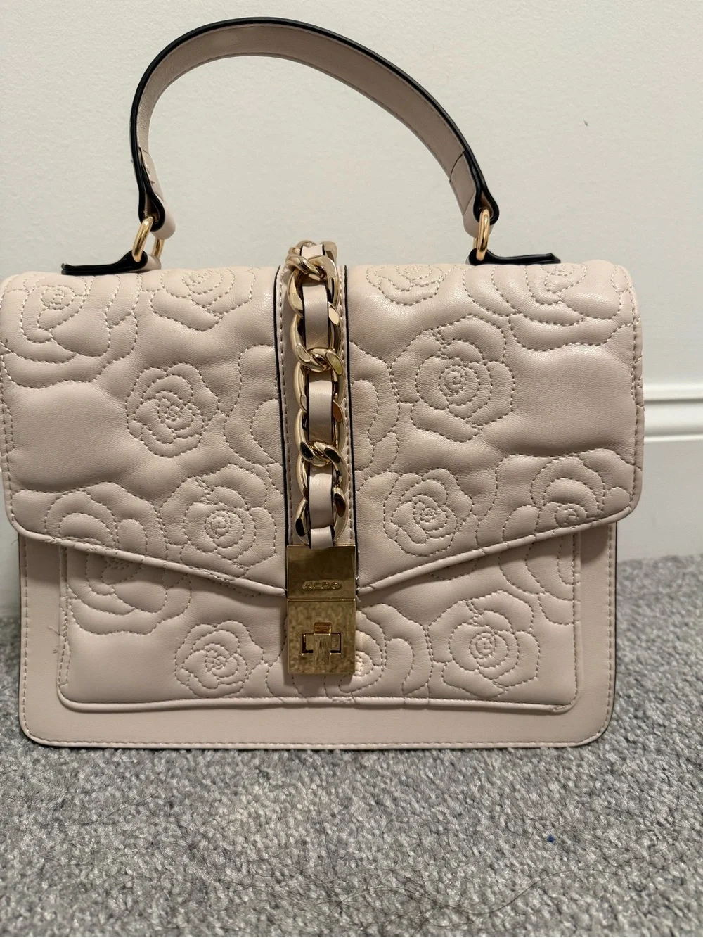 Aldo Blush Pink Quilted Top-Handle Shoulder Bag